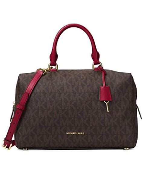 michael kors kirby large satchel brown cherry|MICHAEL Michael Kors Large Kirby Satchel .